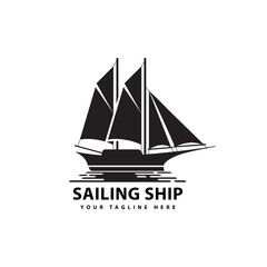 symbol of sailing ship silhouette sea transportation design vector