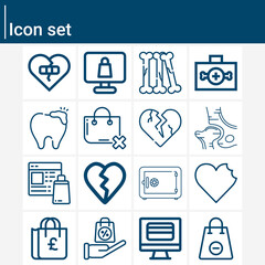 Simple set of bones related lineal icons.