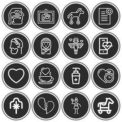 16 pack of disease  lineal web icons set