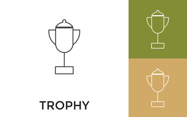 Editable Trophy Thin Line Icon with Title. Useful For Mobile Application, Website, Software and Print Media.