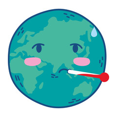 world planet earth with thermometer