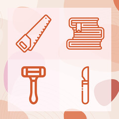 Simple set of textbook related lineal icons