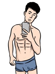 Fototapeta premium cartoon cute man on white background