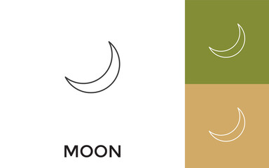 Obraz na płótnie Canvas Editable Moon Thin Line Icon with Title. Useful For Mobile Application, Website, Software and Print Media.