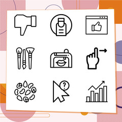 Simple set of 9 icons related to thumb