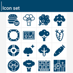 Simple set of counties related filled icons.