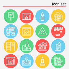 16 pack of brick  lineal web icons set