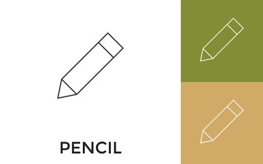 Editable Pencil Thin Line Icon with Title. Useful For Mobile Application, Website, Software and Print Media.