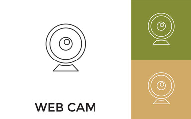 Editable Web Cam Thin Line Icon with Title. Useful For Mobile Application, Website, Software and Print Media.