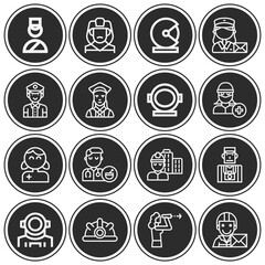 16 pack of occupations  lineal web icons set