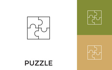 Editable Puzzle Thin Line Icon with Title. Useful For Mobile Application, Website, Software and Print Media.