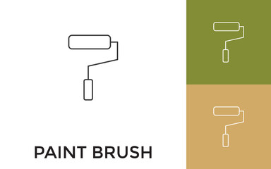 Editable Paint Brush Thin Line Icon with Title. Useful For Mobile Application, Website, Software and Print Media.