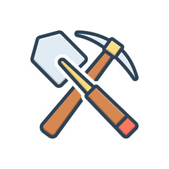 Color illustration icon for shovel