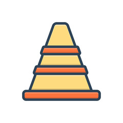 Color illustration icon for traffic cone