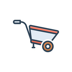 Color illustration icon for wheel barrow