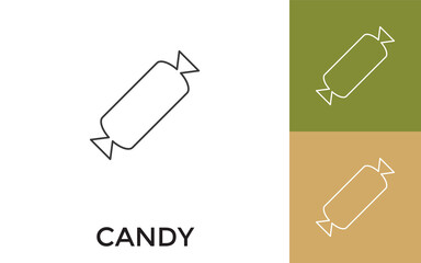 Editable Candy Thin Line Icon with Title. Useful For Mobile Application, Website, Software and Print Media.