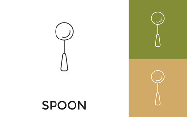 Editable Spoon Thin Line Icon with Title. Useful For Mobile Application, Website, Software and Print Media.