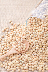 Soybean seeds,soybeans in a wooden spoon