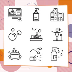 Simple set of 9 icons related to opera