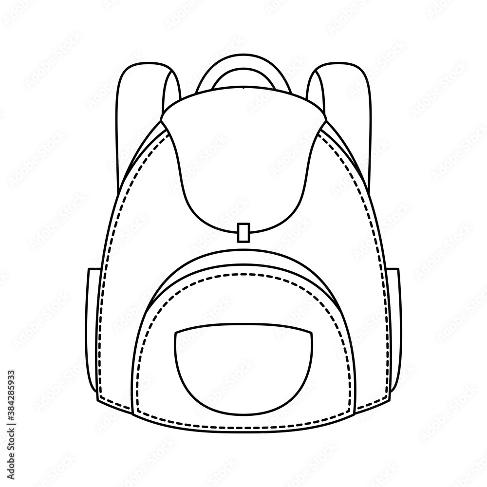 Wall mural school bag equipment flat style icon