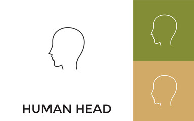 Editable Human Head Thin Line Icon with Title. Useful For Mobile Application, Website, Software and Print Media.