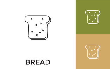 Editable Bread Thin Line Icon with Title. Useful For Mobile Application, Website, Software and Print Media.