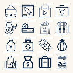 Simple set of metallic element related lineal icons.