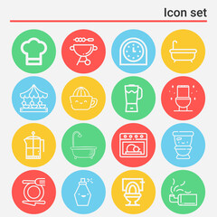 16 pack of steel  lineal web icons set