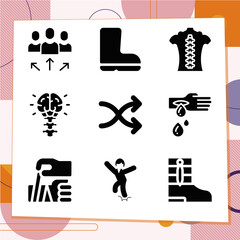 Simple set of 9 icons related to spur