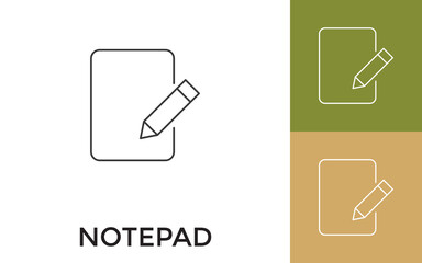 Editable Note Pad Thin Line Icon with Title. Useful For Mobile Application, Website, Software and Print Media.