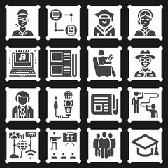 16 pack of journalism  filled web icons set