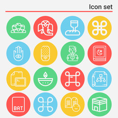 16 pack of social group  lineal web icons set