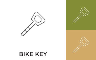 Editable Bike Key Thin Line Icon with Title. Useful For Mobile Application, Website, Software and Print Media.