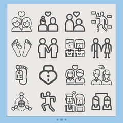 Simple set of people person related lineal icons.