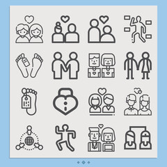 Fototapeta premium Simple set of people person related lineal icons.