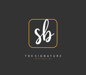 S B SB Initial letter handwriting and signature logo. A concept handwriting initial logo with template element.