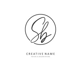 S B SB Initial letter handwriting and signature logo. A concept handwriting initial logo with template element.