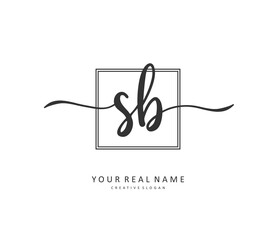 S B SB Initial letter handwriting and signature logo. A concept handwriting initial logo with template element.