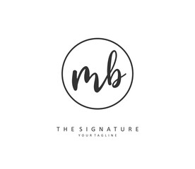 M B MB Initial letter handwriting and signature logo. A concept handwriting initial logo with template element.