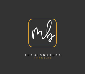M B MB Initial letter handwriting and signature logo. A concept handwriting initial logo with template element.