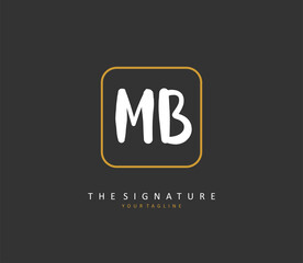 M B MB Initial letter handwriting and signature logo. A concept handwriting initial logo with template element.