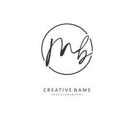 M B MB Initial letter handwriting and signature logo. A concept handwriting initial logo with template element.