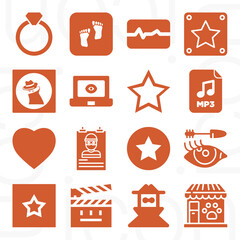 16 pack of loved  filled web icons set