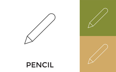 Editable Pencil Thin Line Icon with Title. Useful For Mobile Application, Website, Software and Print Media.