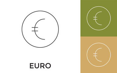 Editable Euro Thin Line Icon with Title. Useful For Mobile Application, Website, Software and Print Media.
