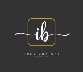 IB Initial letter handwriting and signature logo. A concept handwriting initial logo with template element.