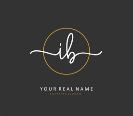 IB Initial letter handwriting and signature logo. A concept handwriting initial logo with template element.