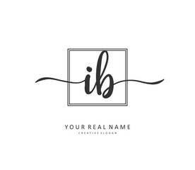 IB Initial letter handwriting and signature logo. A concept handwriting initial logo with template element.