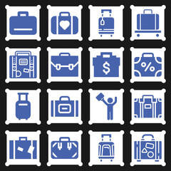 16 pack of suitcase  filled web icons set