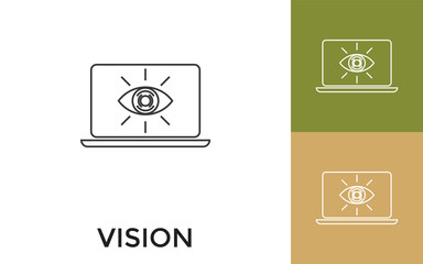 Editable Vision Thin Line Icon with Title. Useful For Mobile Application, Website, Software and Print Media.